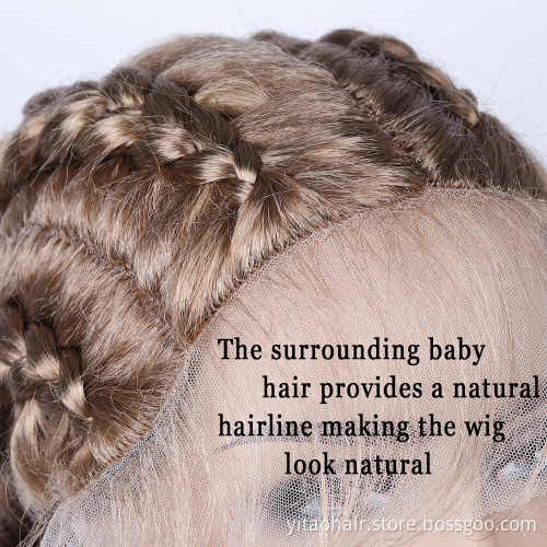 High Quality Braid Synthetic Wig Cornrows 4 Braids Hair dark blonde Braided  Lace Front Wigs with Baby Hair for Women